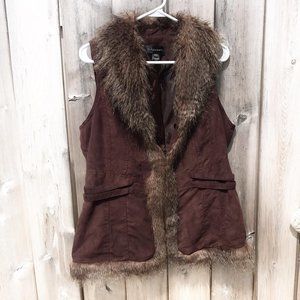 Bagatelle Boho Faux Fur Collar Vest Sz M EUC